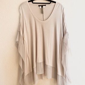 BCBG KNIT TUNIC WITH TULLE TRIM